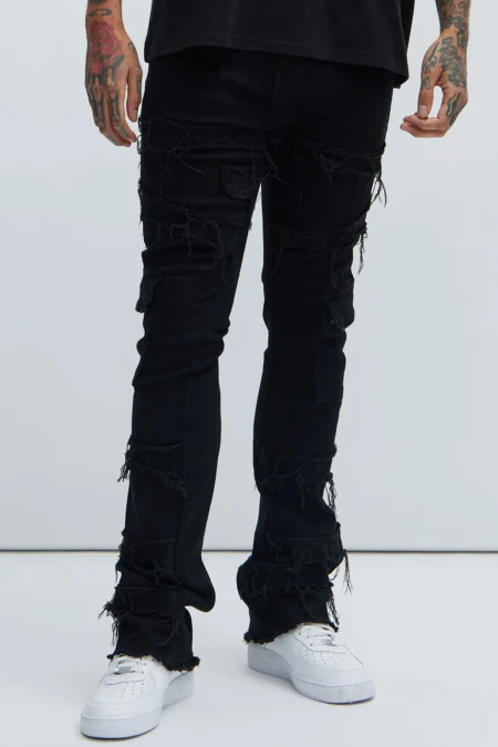 Fray Skinny Flare Cargo Jeans