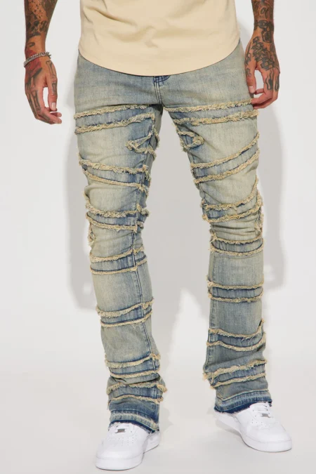About Fray Stacked Skinny Flare Jeans